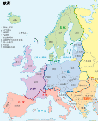 欧洲国家分布图高清图片