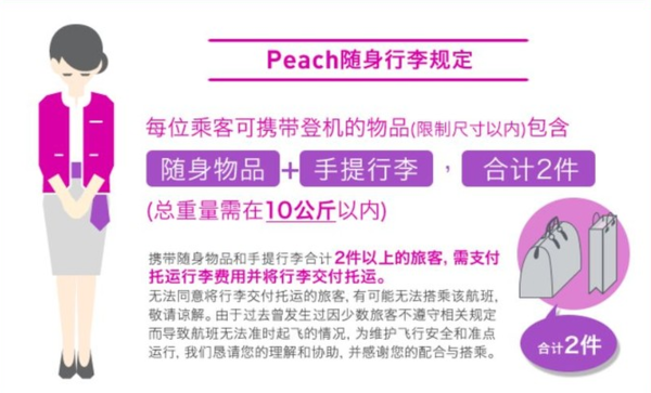 日本乐桃航空无免费行李额是什么意思