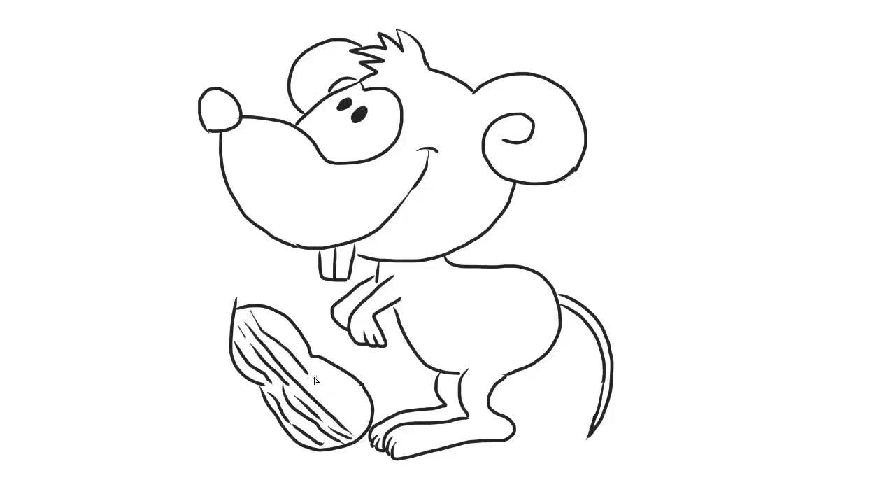 偷花生的小老鼠儿童亲子简笔画