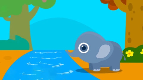 动物乐园 大象在河边喝水 宝宝巴士亲子
