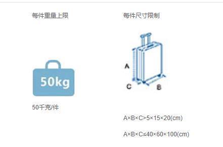 能带上东航的最大行李箱尺寸是多少?