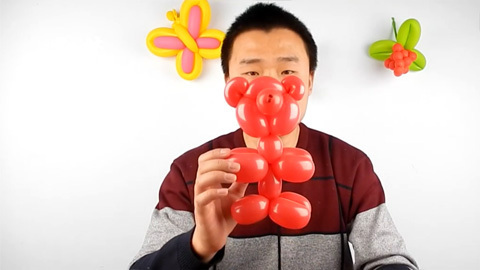 分分钟教你然后制作 魔术气球单条造型小熊