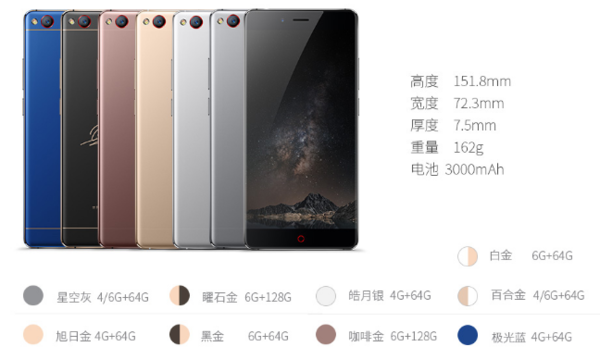 努比亚 nx531j属于努比亚的z系列的z11,为努比亚16年无边框旗舰机
