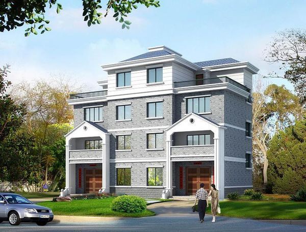 双拼四层有堂屋别墅框架结构