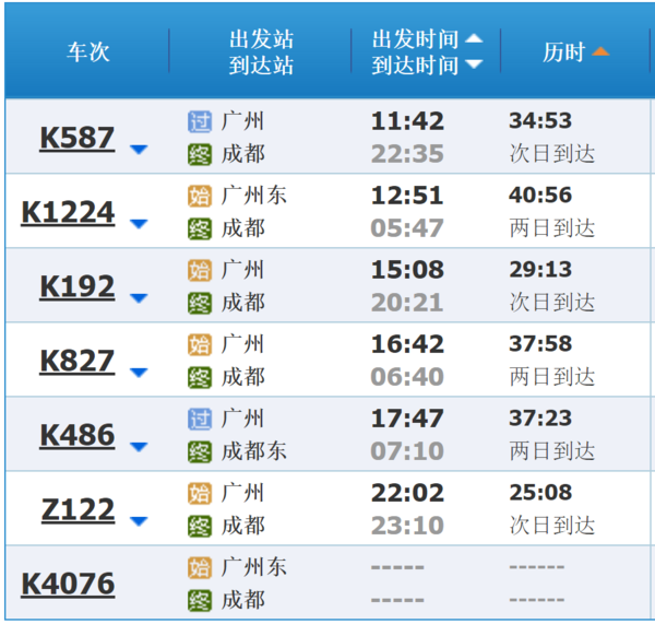 有没有广州到成都的高铁