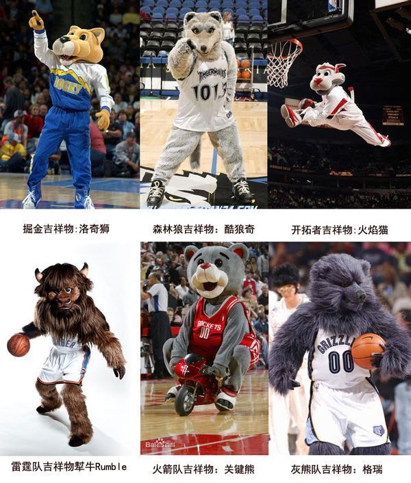 nba各队的吉祥物的名字,资料,图片!