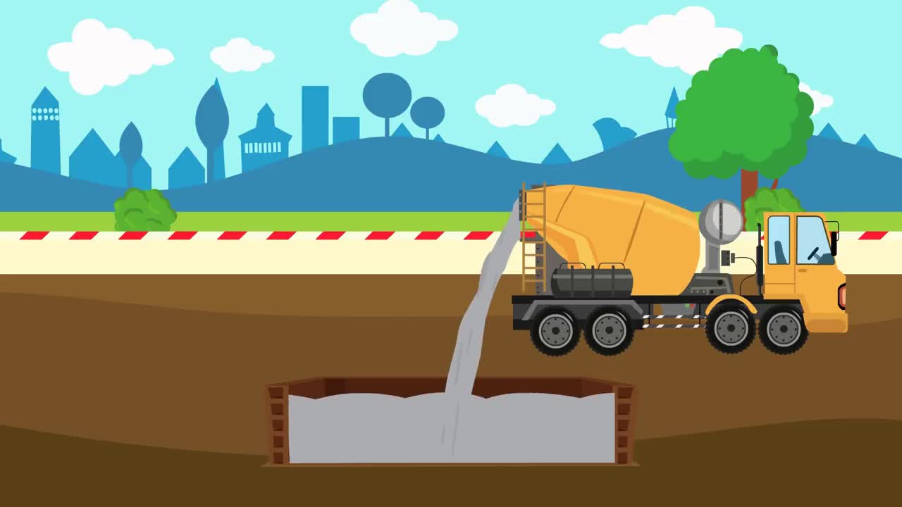 挖掘机动画,卡车,装载机,叉车,儿童混凝土搅拌机