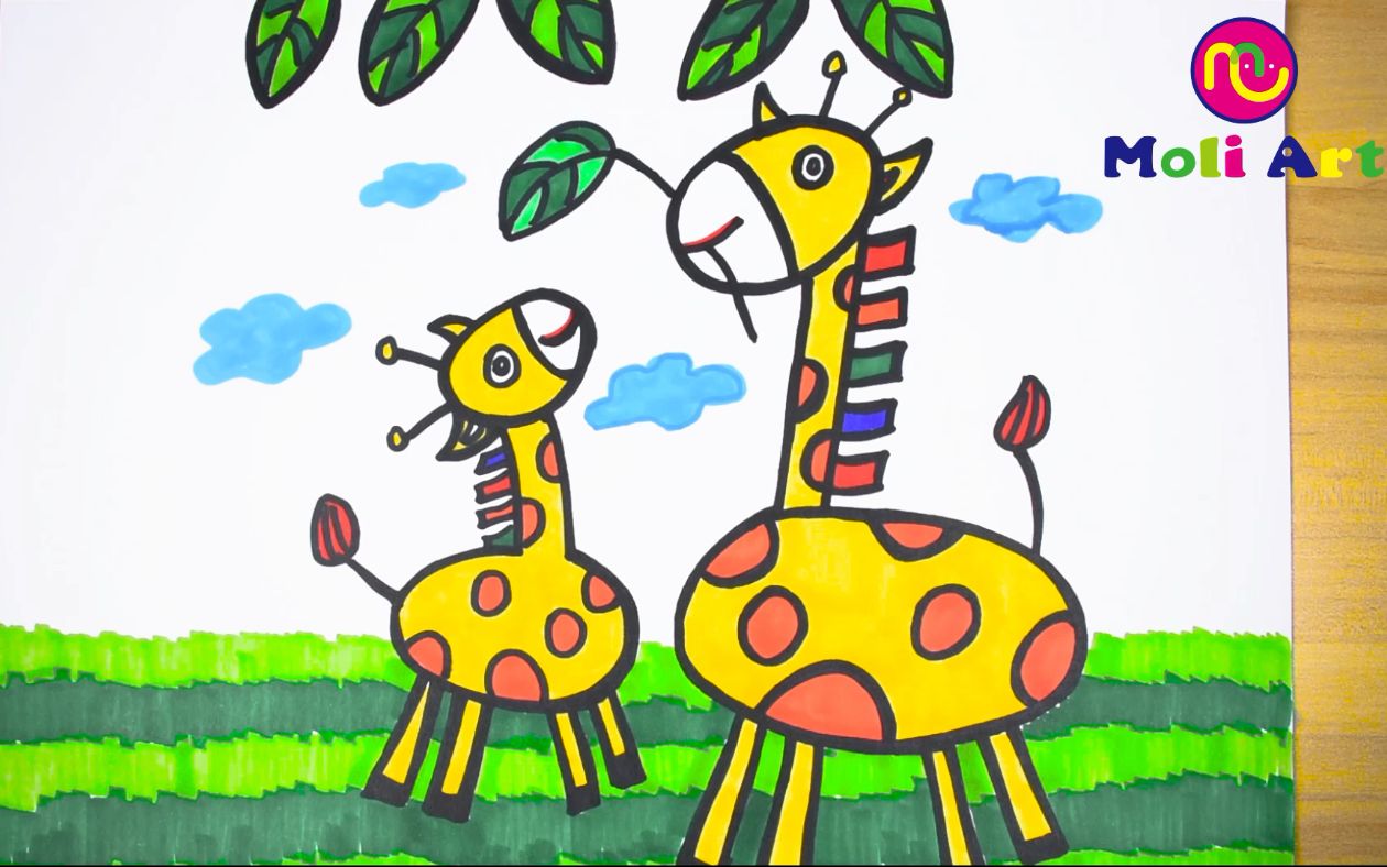 简笔画长颈鹿简笔画图片大全儿童画幼乐园画画作业简笔画学英语
