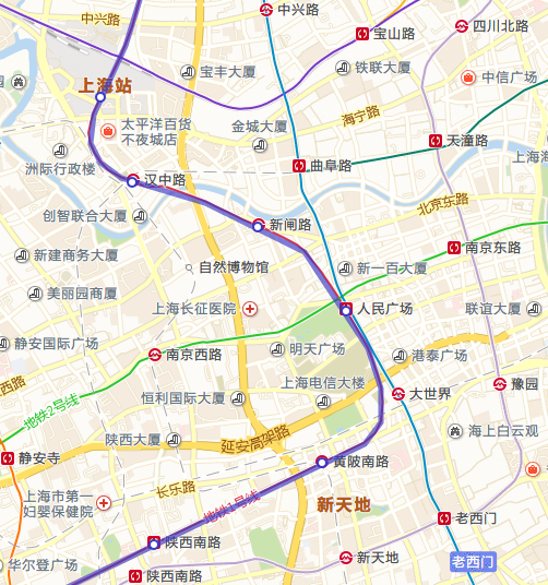 上海南站火车站坐地铁1号线到人民广场下一站