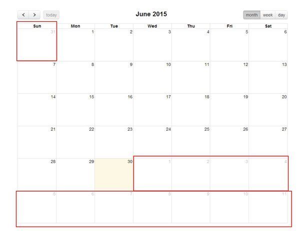 FullCalendar日历插件怎么设置只显示当前月的