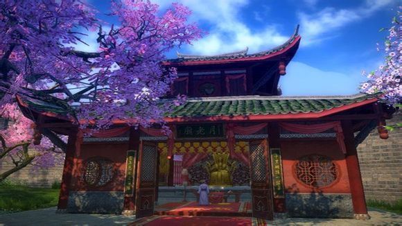 求古风春景的王府图片,类似于这种外面的,或是里面花园一角能看见花的