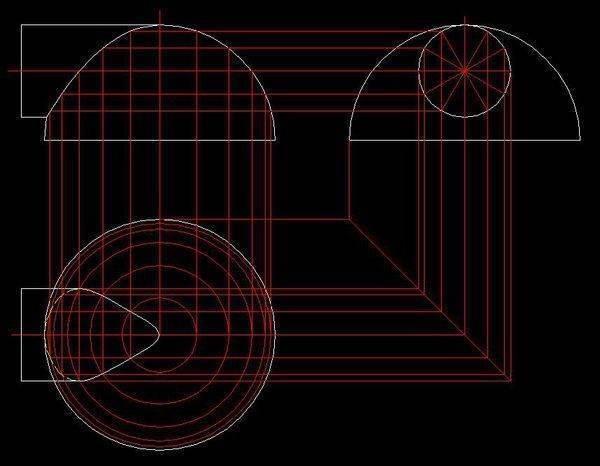 圆柱与半球相贯三视图图片