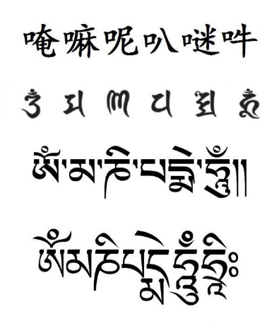 六字大明咒梵文竖版图片