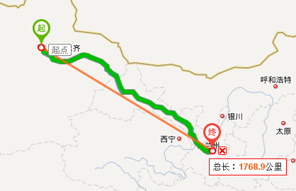 白银市内驾车方案 1) 行驶190米,朝会宁方向,左转进入沪霍线 2) 沿沪