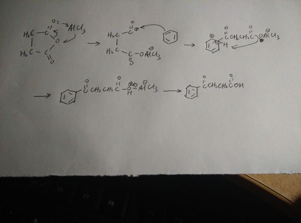 有机化学 酸酐与苯的傅克反应机理 以图中为例