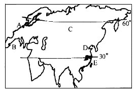 观察亚欧大陆轮廓图,回答下列问题: (1)a地的气候类型是_________,该