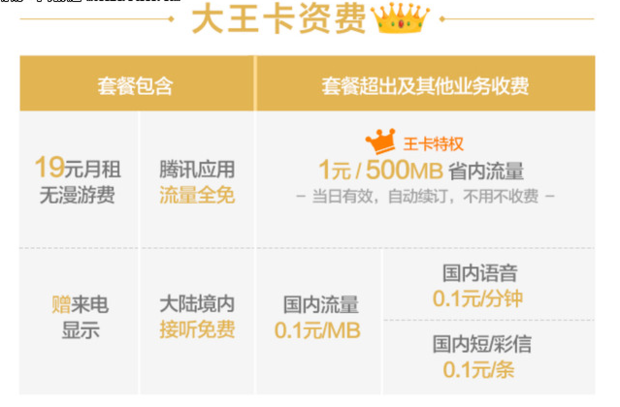 腾讯大王卡月费套餐资费价格多少钱 每月免费