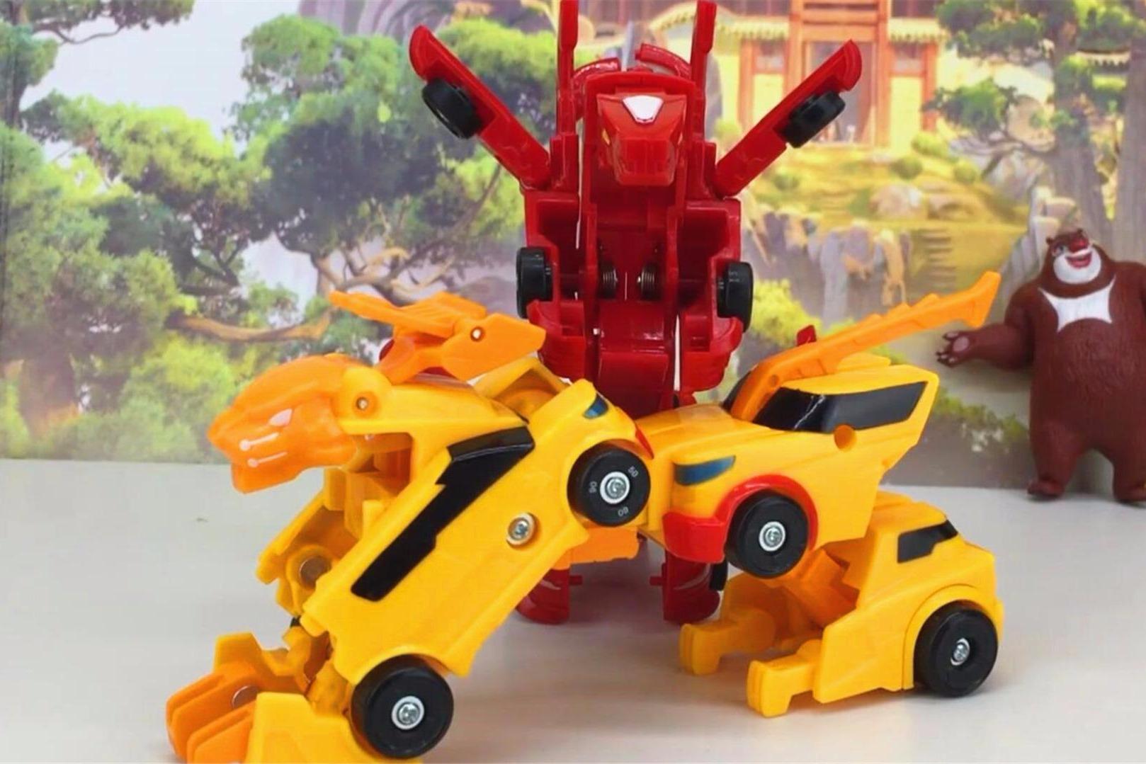 视频:猎车兽魂龙威vs虎魄变形汽车玩具