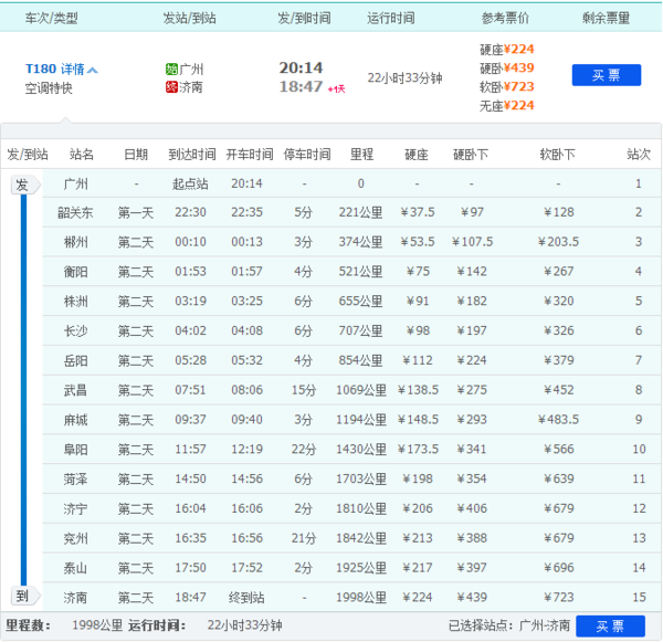 从广州发往济南t180.17y车厢列车座位分布图