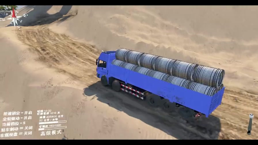 旋转轮胎:前四后八的 重卡,开启全驱动,能成功上坡吗?