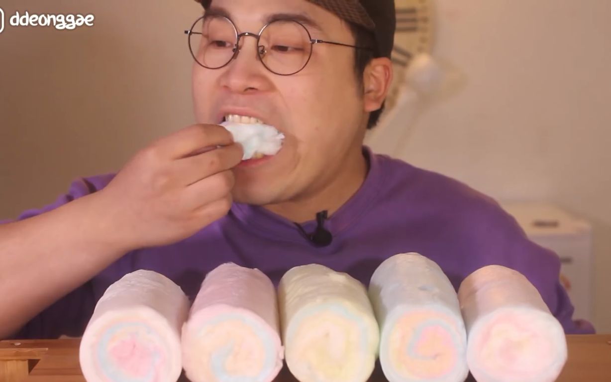 [韩国吃播]大胃王donkey弟弟 real sound柱状棉花糖 真实声音吃播