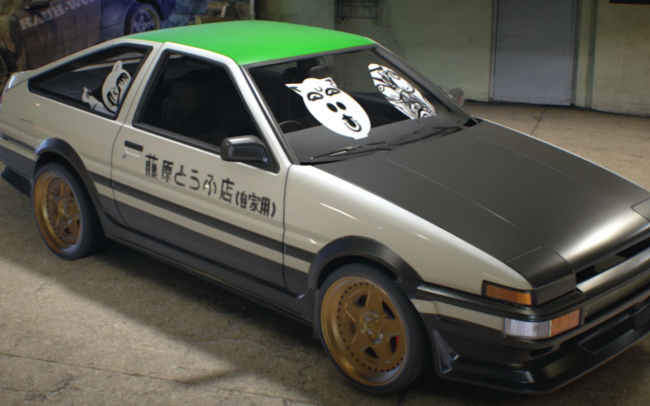 极品飞车   ae86 2分钟冲下秋名山 引擎盖视角