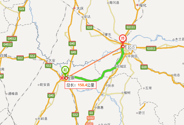 一,从地图上看,吉林省位于哈尔滨西南的城市是松原市,直线距离约