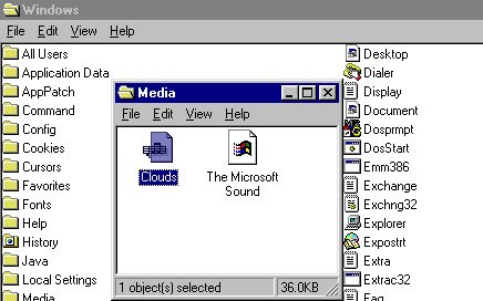 [图]Windows 95操作系统中隐藏的彩蛋音乐Clouds.mid