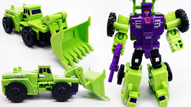 变形金刚炫酷工程机器人变形推土机!