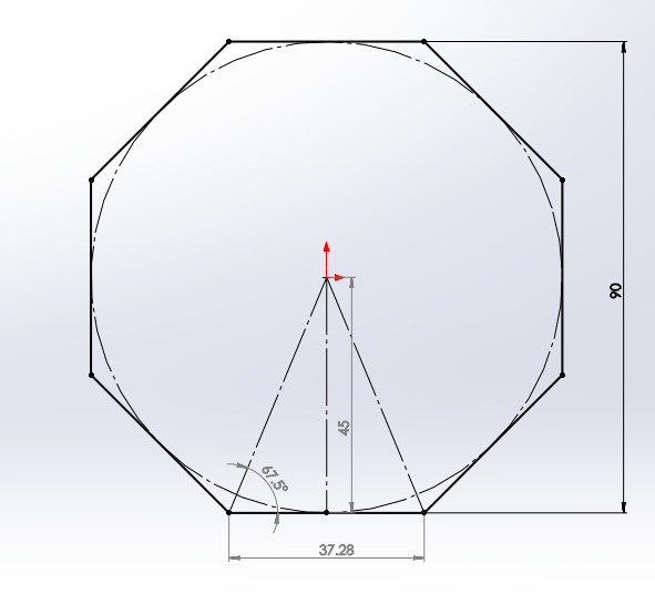 90厘米对边的八角形边长是多少?