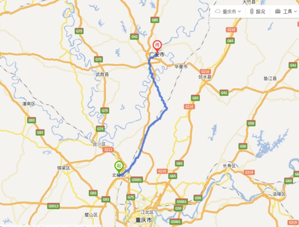 骑摩托车走老路,从北碚经三汇合川到广安有多少公里?