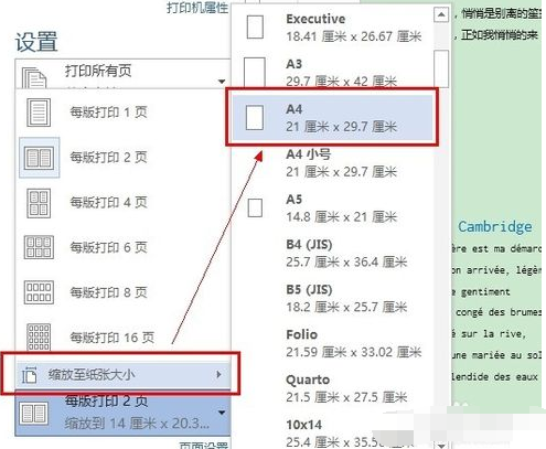 如果打印机用的不是a4,那就选择打印机实际的纸张大小.