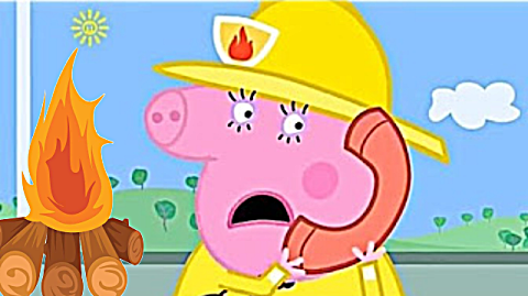 亲子绘画游戏 水墨画勇敢的消防员小猪佩奇