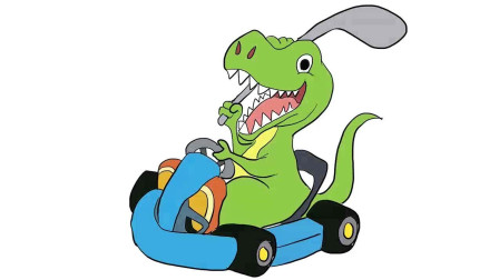 开小汽车的卡通恐龙儿童卡通简笔画