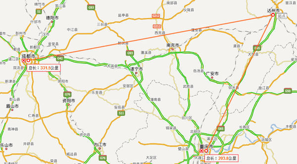 重庆跟成都,哪个离达州近