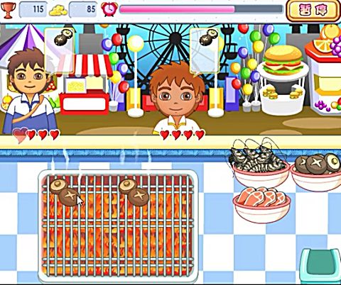 爱探险的朵拉之朵拉烧烤店小游戏★爱探险的朵拉历险记★朵拉历险记