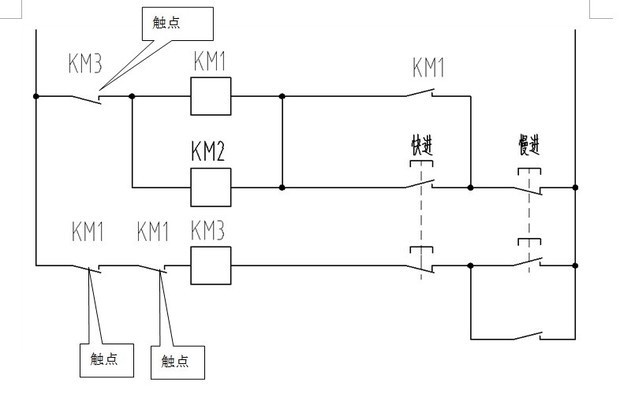 此图我双速电机的电路,接触点在线圈前端,按下按钮什么接通的 搞不