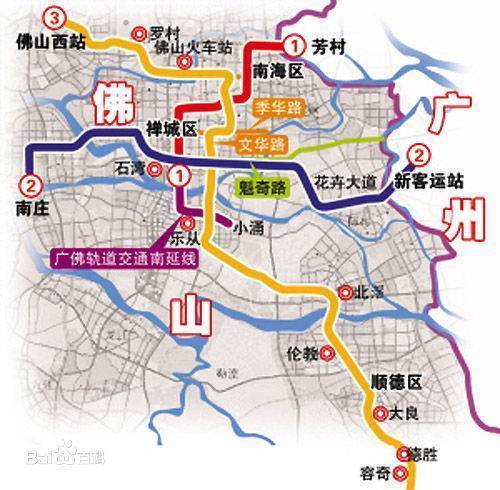 佛山地铁2号线的线路区域