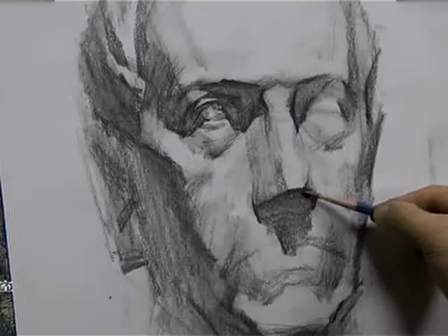 付大力讲解素描石膏像毛奇形体理解及初步深入