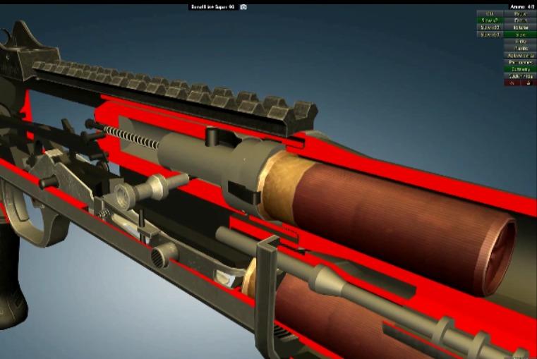 伯奈利m4超级90战斗霰弹枪,3d动画演示它的工作原理!