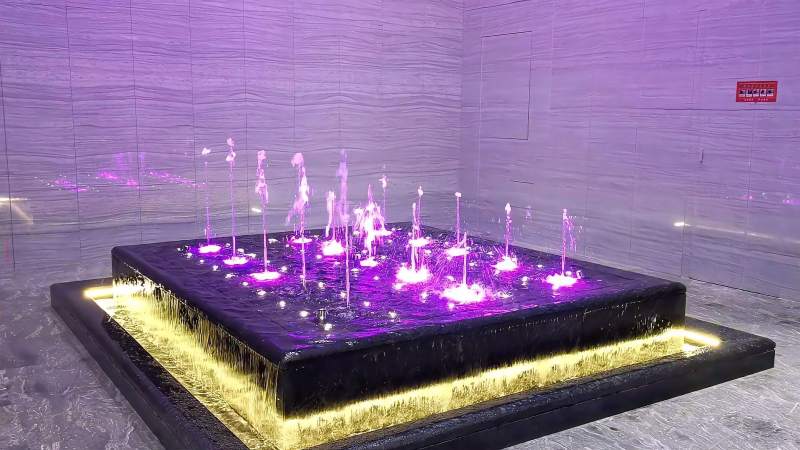 室内小型音乐 喷泉实景拍摄