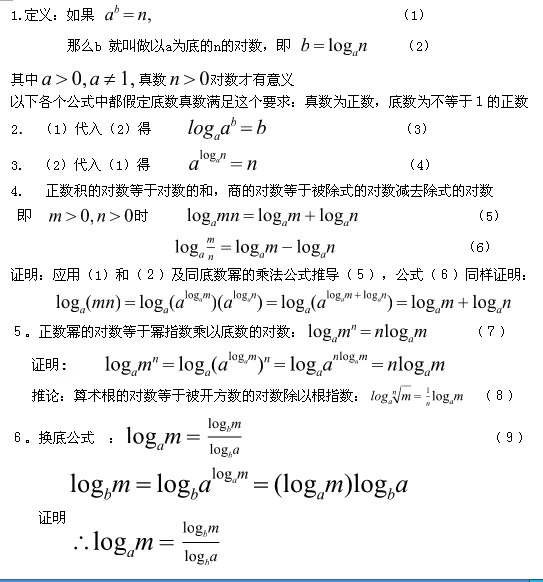 对数函数的运算公式.