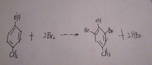 對甲基苯酚與溴水反應方程式