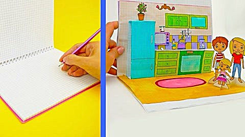 亲子换装游戏 儿童手工制作娃娃屋纸娃娃的简单纸制工艺品!