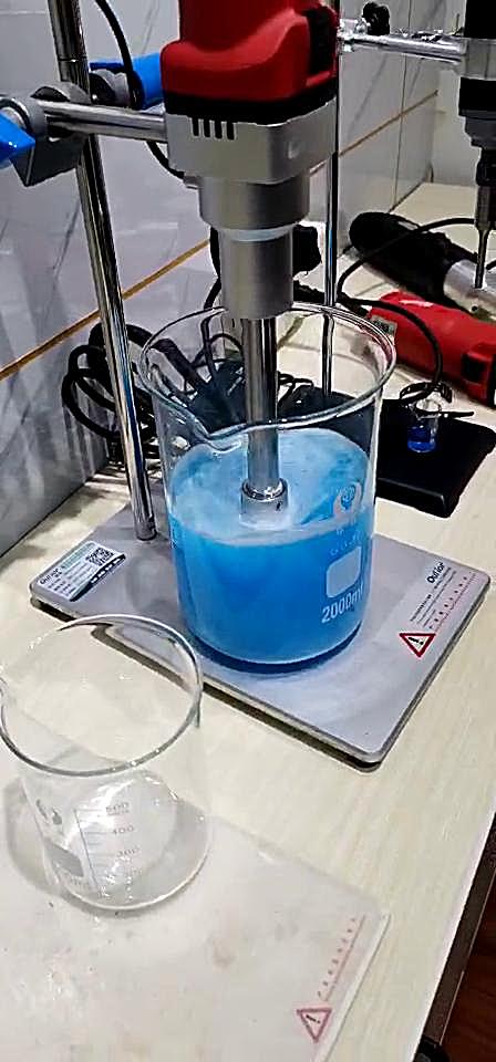 【上海欧河】a25实验室高 剪切乳化机--捷流式工作头演示现场