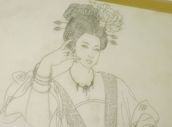 杨贵妃铅笔画构线图