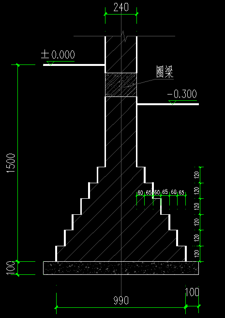 假定你家盖一民房,据经验与计算确定采用砖基础,基础埋深为1.