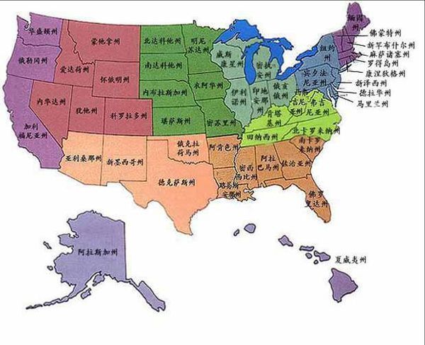 美国的行政区地图
