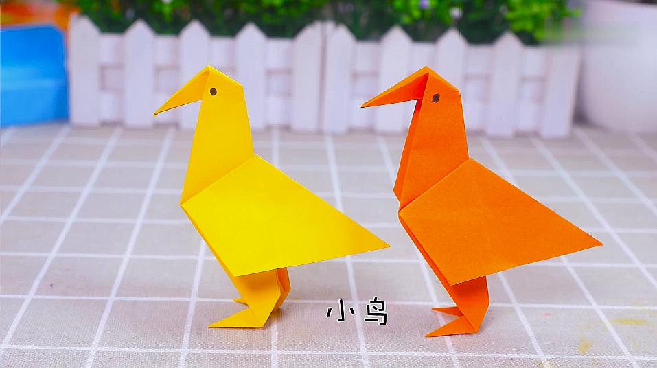 小鸟怎么折 b>视频 /b>教程:简单可爱的小鸟 b>折法 /b>,几分钟就学会