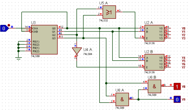 芯片4017怎么用2个74ls139和1个ls90代替,求电路图